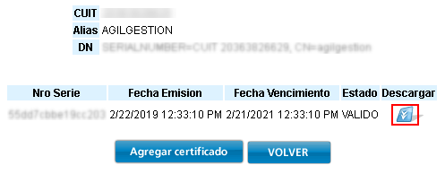 Descargar certificado ARCA